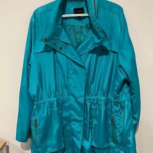 Teal Tribal XL Tall Rain Jacket Parka